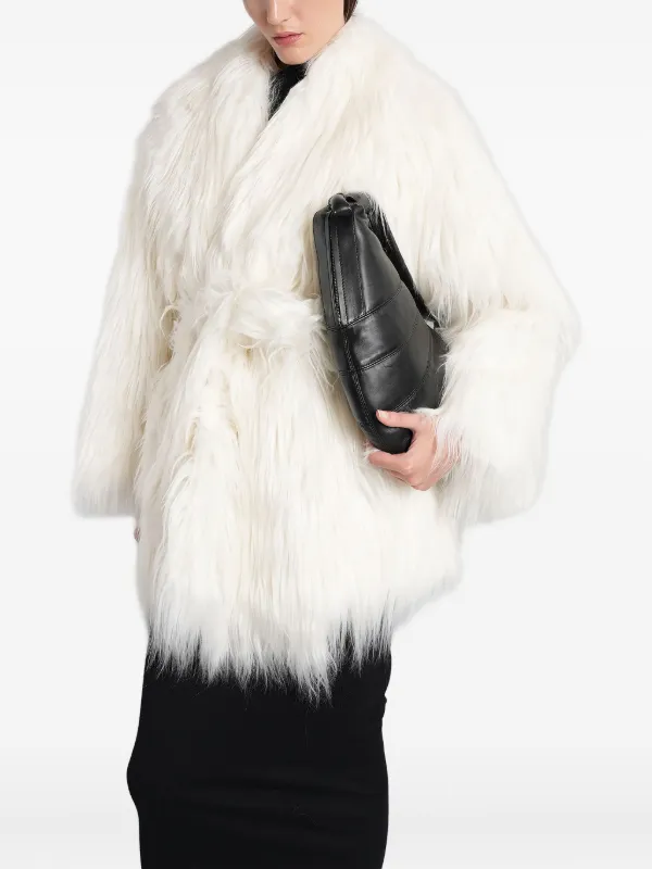 ENTIRE STUDIOS Belted faux-fur Coat | White | FARFETCH