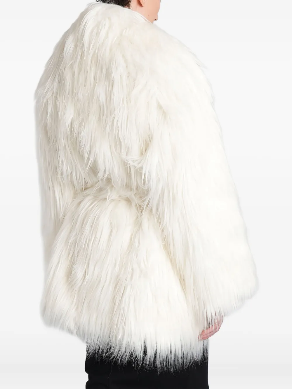 Entire Studios Belted Faux-fur Coat In White