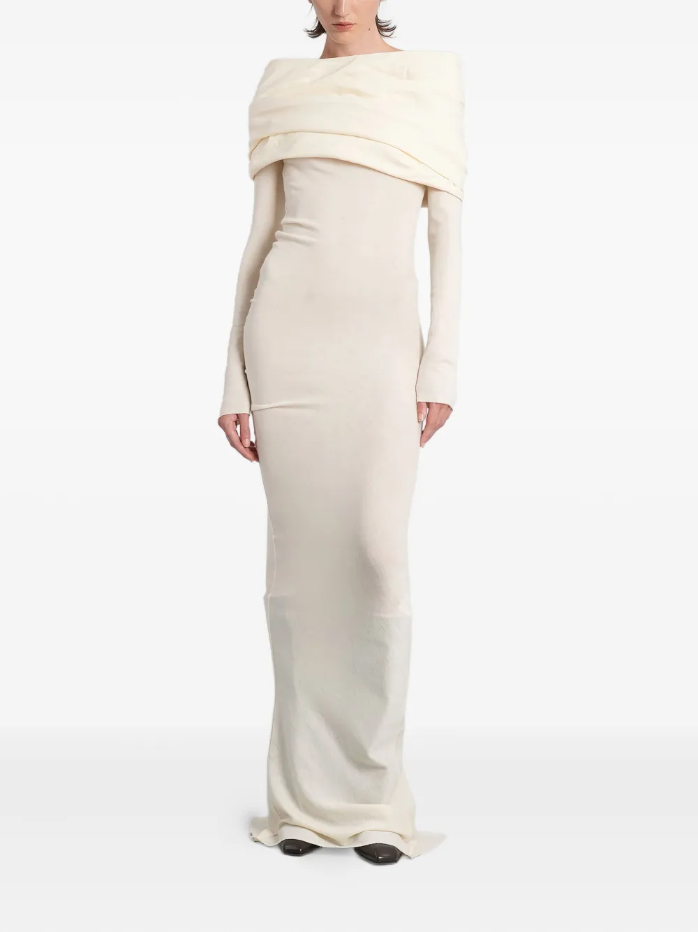 ENTIRE STUDIOS draped cowl-neck maxi dress | White | Image 1