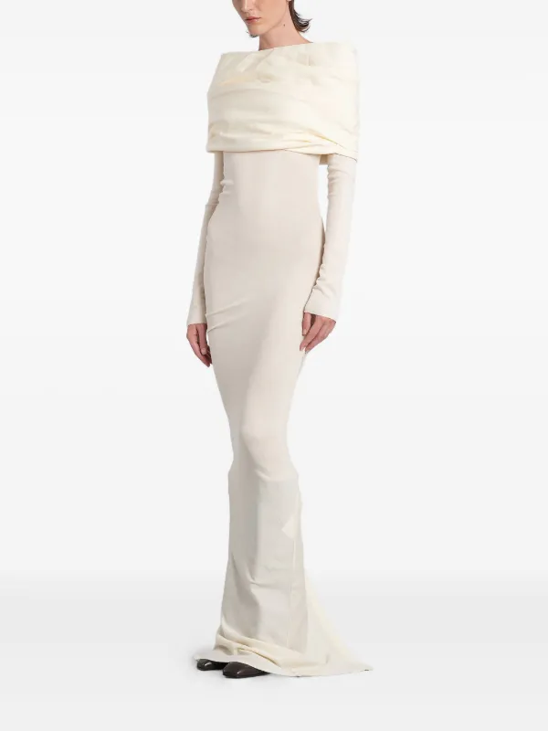 knee length dresses for ladies Giselle Off Shoulder Cowl Neck Maxi Dress - White main image 0