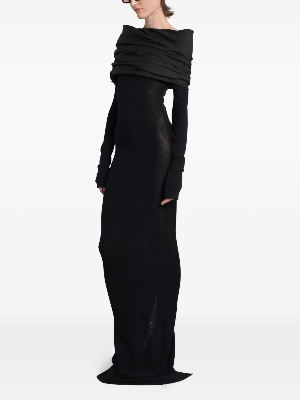 Entire Studios Draped-shoulder Maxi Dress In Black