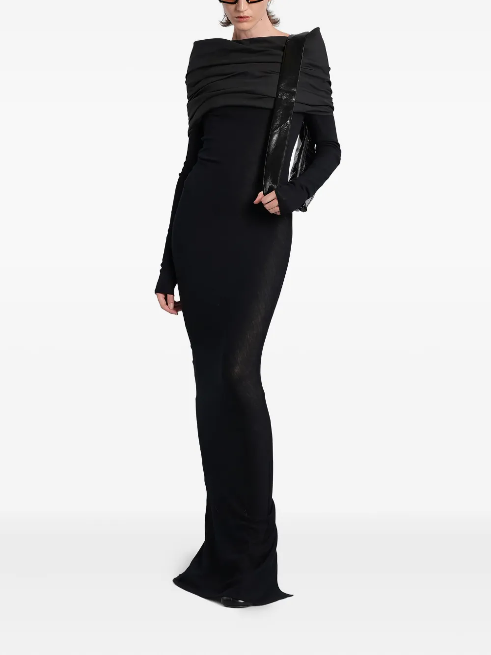 Entire Studios Draped-shoulder Maxi Dress In Black