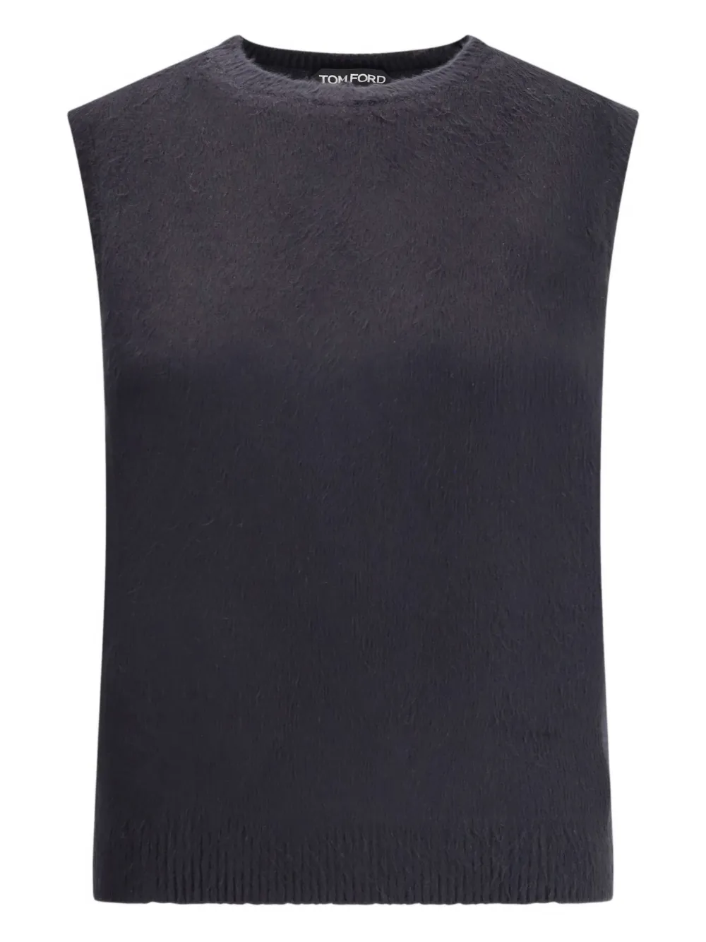 Tom Ford Crewneck Tank Top In Silk In Black