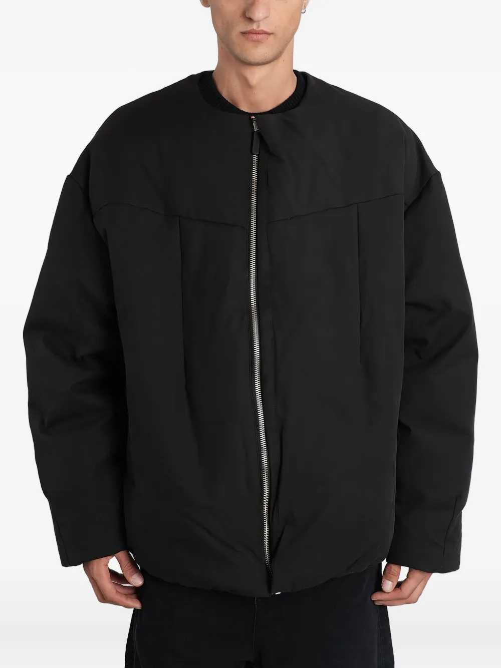Entire Studios Collarless Padded Jacket In Black