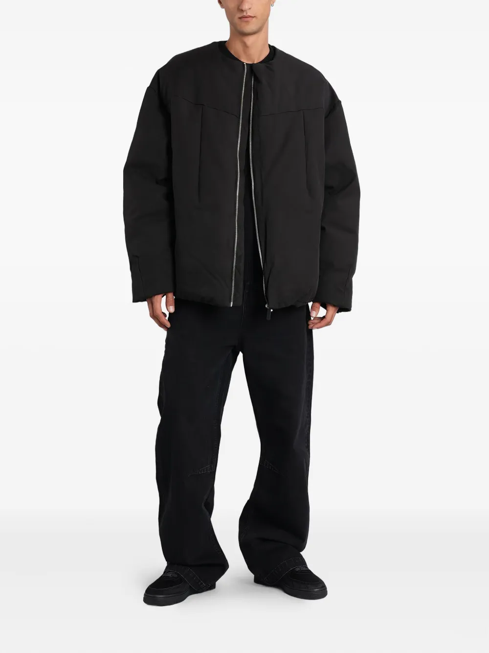 Entire Studios Collarless Padded Jacket In Black