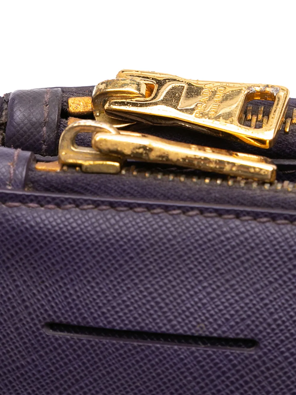 Pre-owned Prada 2010-2025 Medium Saffiano Lux Galleria Double Zip Satchel In Purple