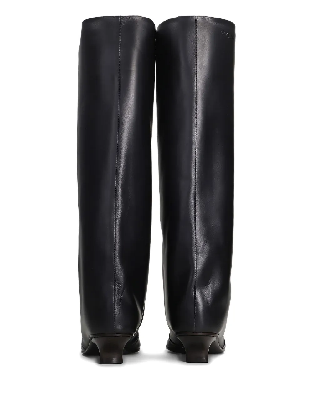 Vicini Square-toe Leather Boots In Black