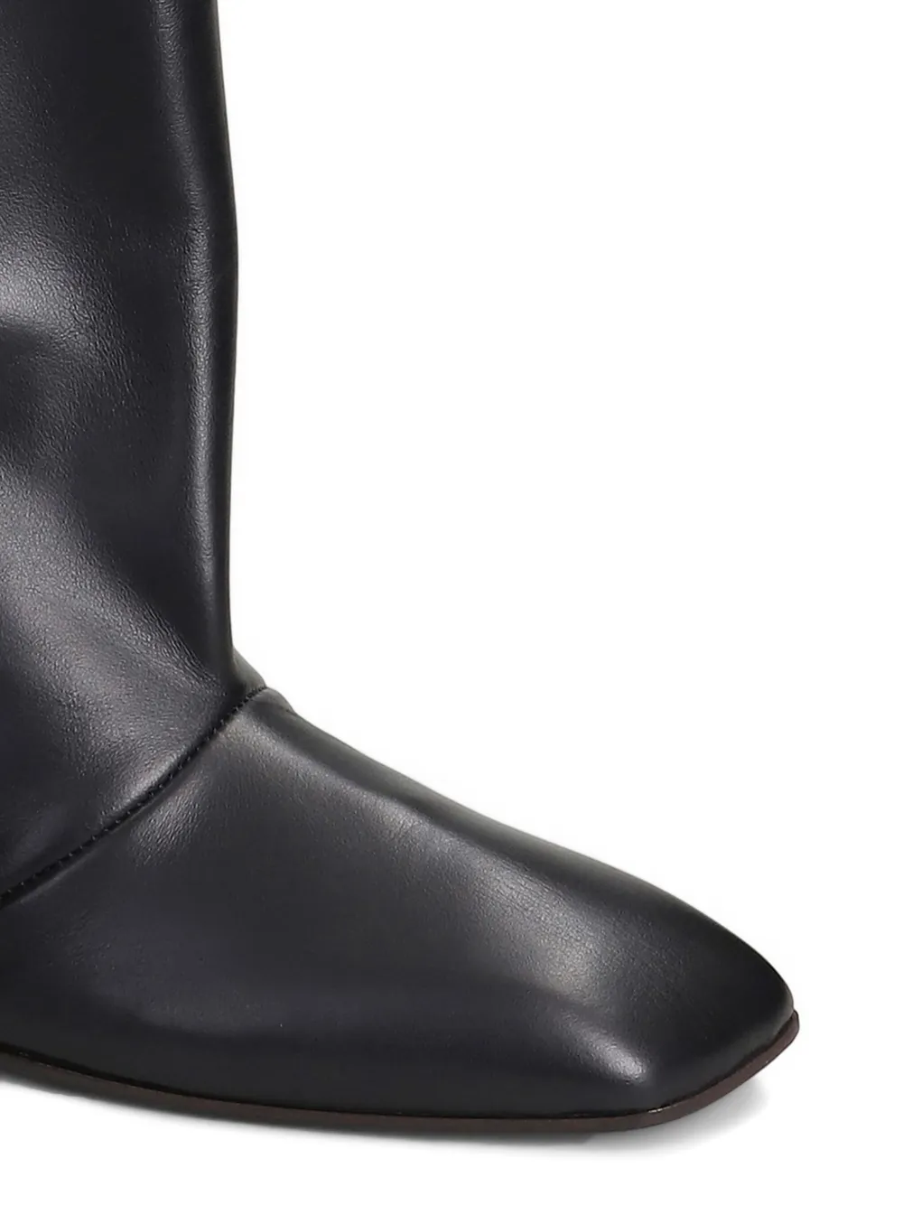 Vicini Square-toe Leather Boots In Black
