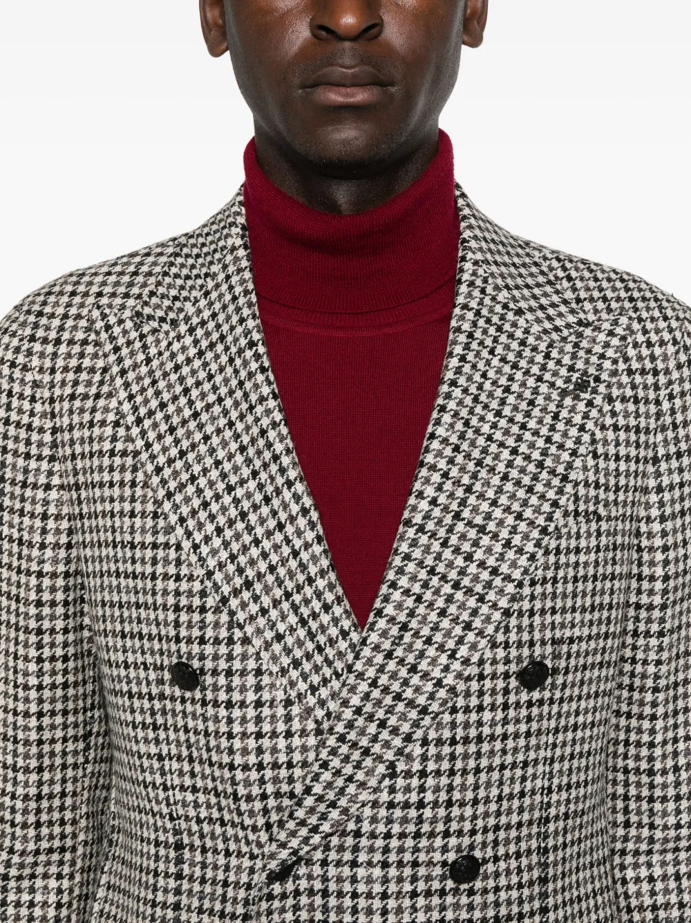 Tagliatore Houndstooth Double-breasted Blazer In Gray