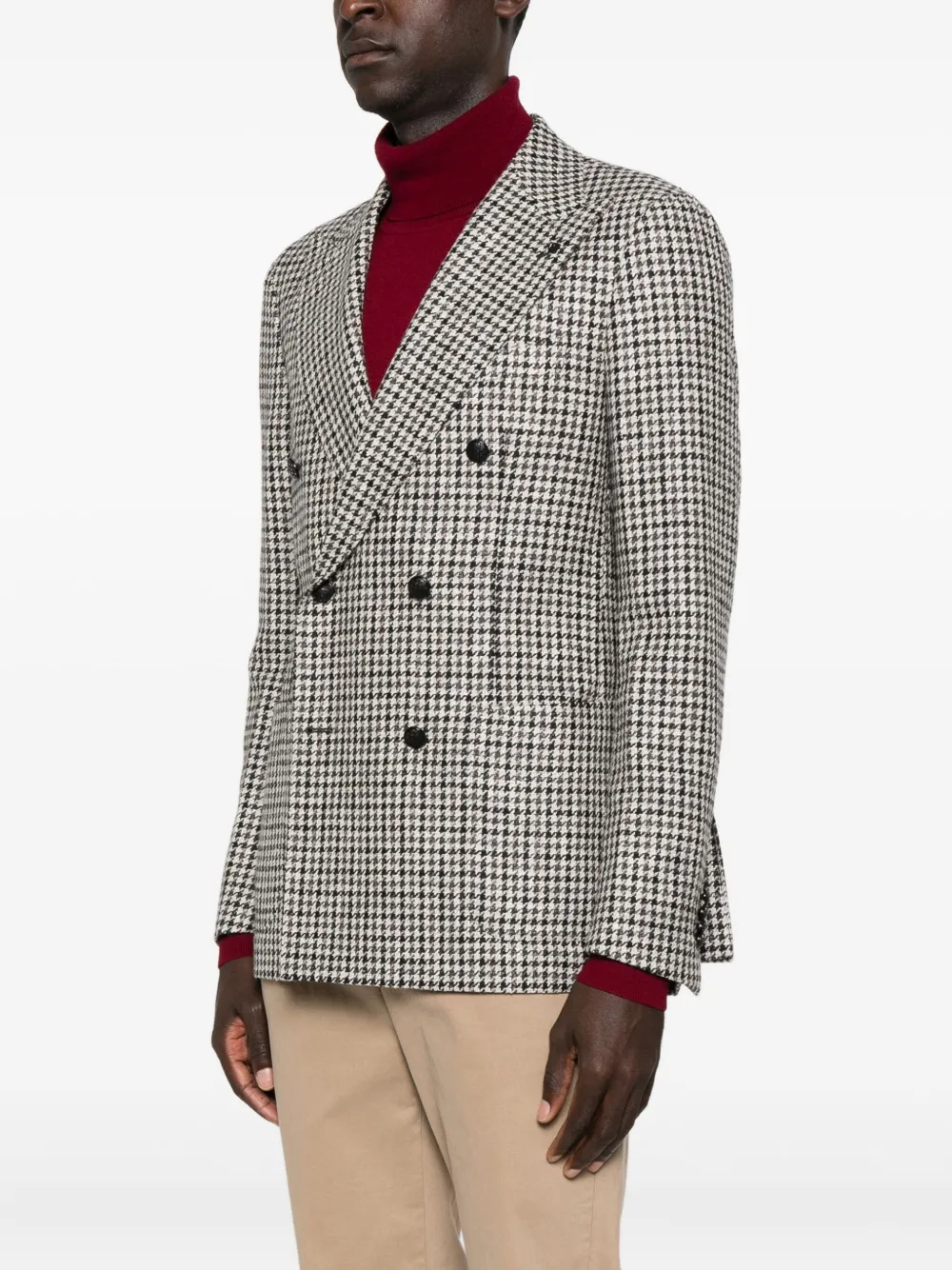 Tagliatore Houndstooth Double-breasted Blazer In Gray