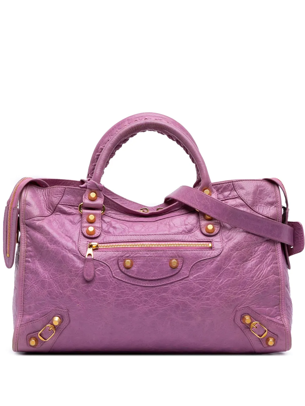 Balenciaga Pre-Owned 2015 ラムスキン モトクロス シティ ジャイアント 12 サッチェルバッグ - パープル Balenciaga Pre-Owned 2015 ラムスキン モトクロス シティ ジャイアント 12 サッチェルバッグ - パープル