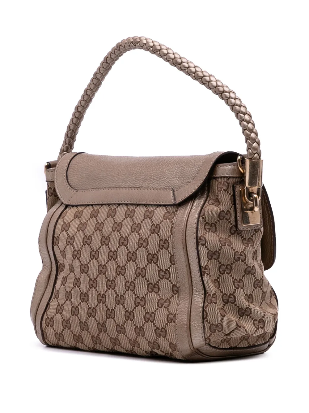 Pre-owned Gucci 2000-2015 Gg Canvas Bella Flap Satchel In Brown