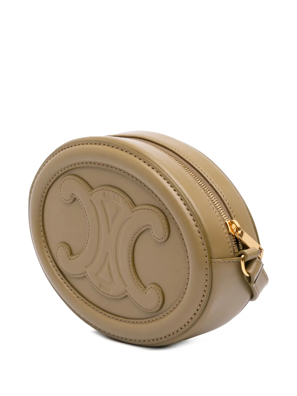 Pre-owned Celine 2022 Small Calfskin Cuir Triomphe Oval Crossbody Bag In Brown