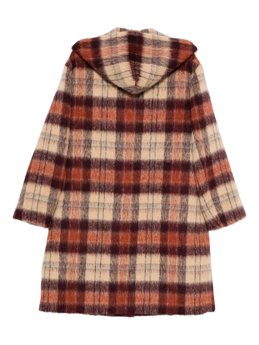 N°21 Hooded Checked Coat In Brown