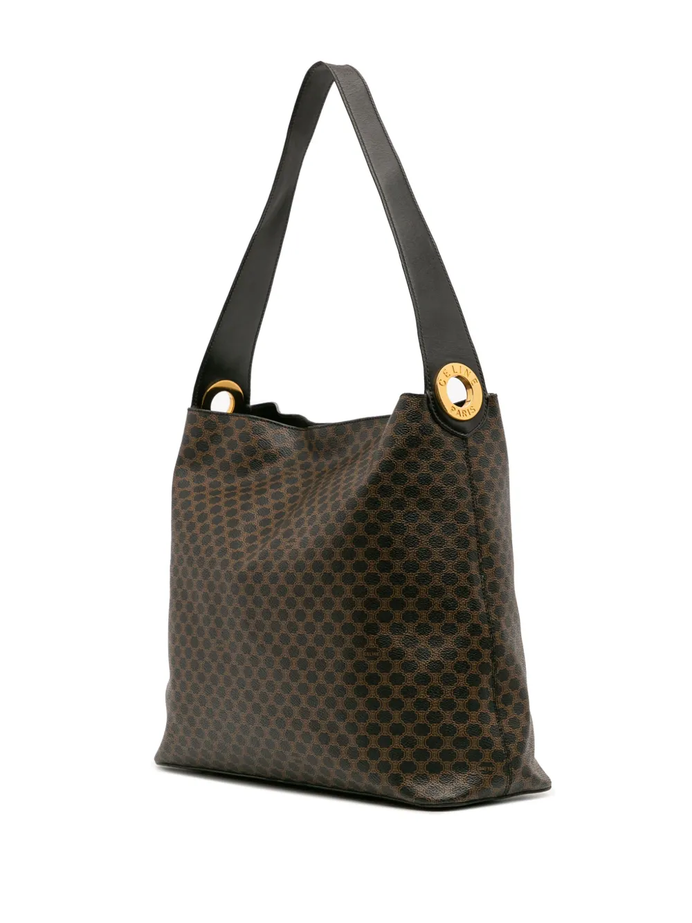 Pre-owned Celine 20th Century Macadam Coated Canvas Shoulder Bag In Brown