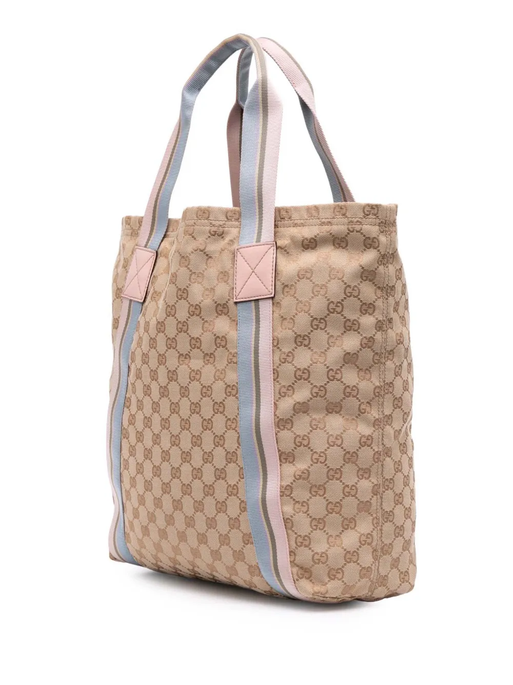 Pre-owned Gucci 2016-2025 Gg Canvas Web Tote Bag In Brown