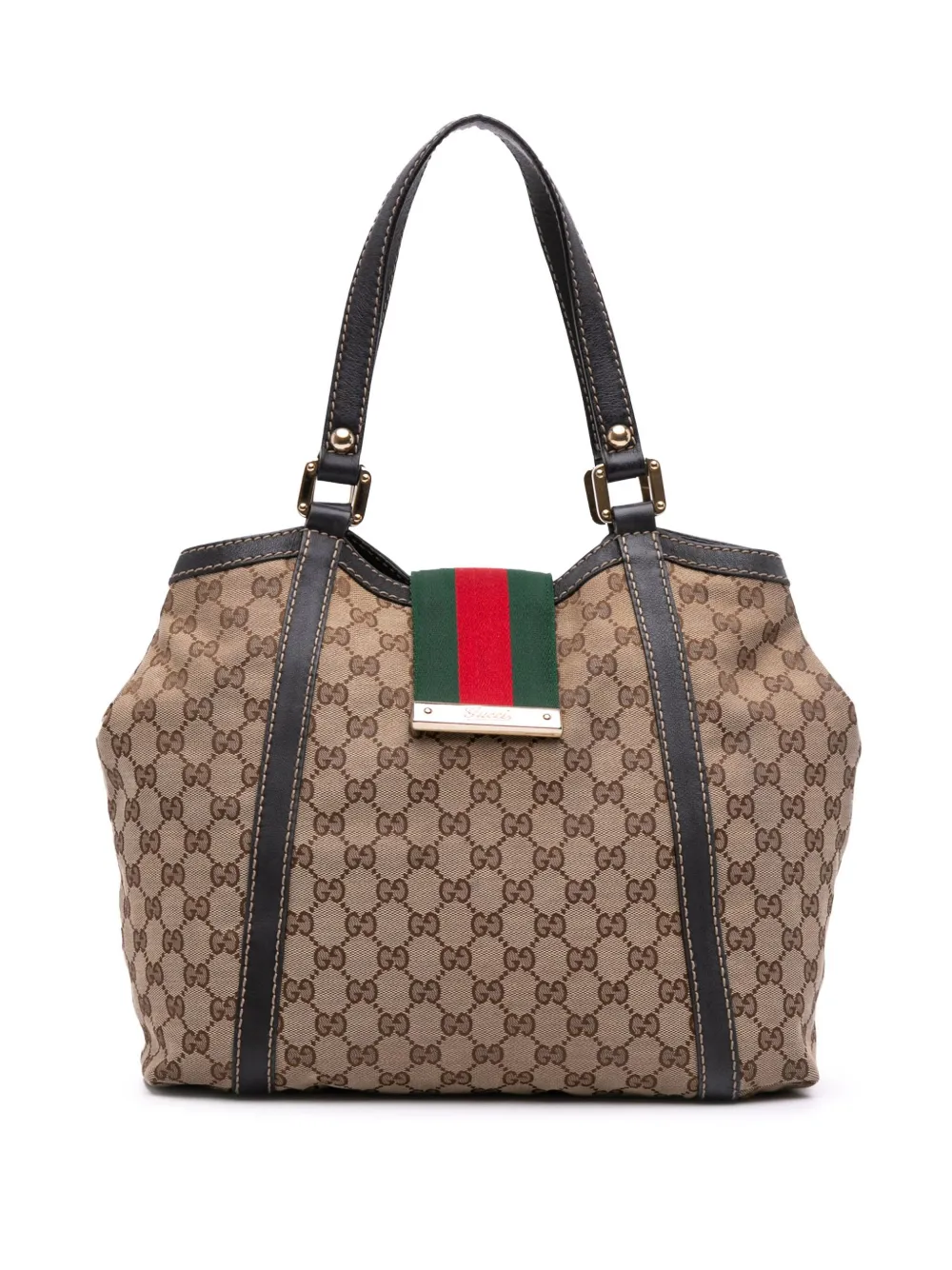 Gucci Pre-Owned 2016-2025 GGキャンバス ウェブ ニューレディース トートバッグ - ブラウン Gucci Pre-Owned 2016-2025 GGキャンバス ウェブ ニューレディース トートバッグ - ブラウン