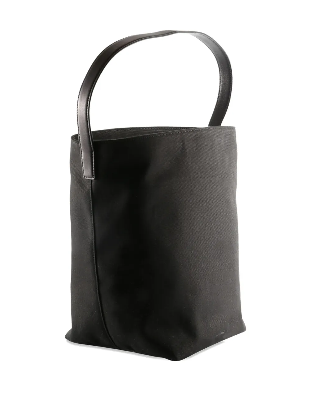 The Row leather-handle cotton tote bag - Zwart