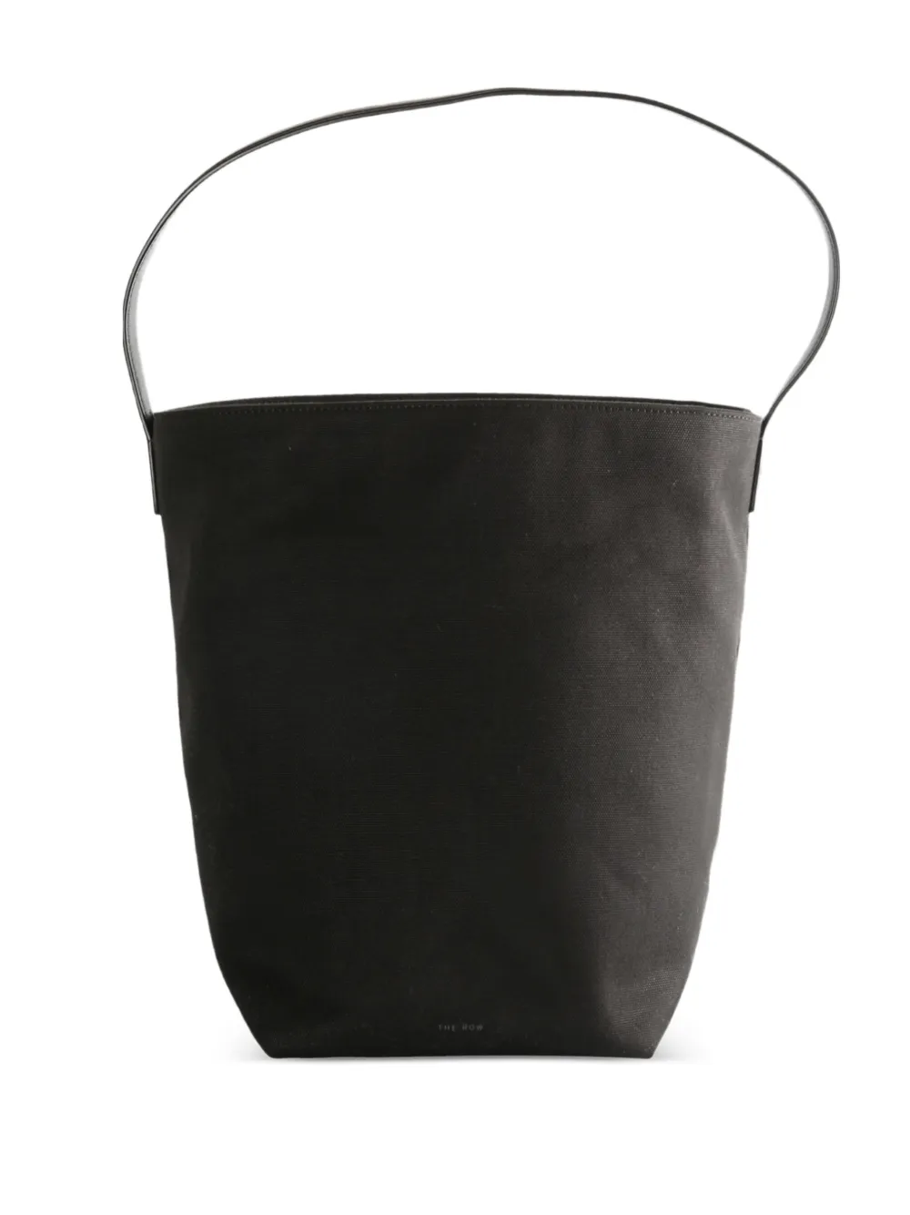 The Row leather-handle cotton tote bag - Black