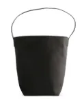The Row leather-handle cotton tote bag - Black