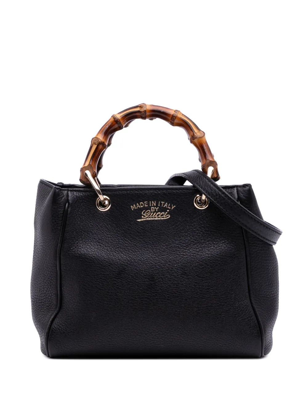 Gucci Pre-Owned 2016-2025 ミニ カーフスキン バンブー ショッパー サッチェルバッグ - ブラック Gucci Pre-Owned 2016-2025 ミニ カーフスキン バンブー ショッパー サッチェルバッグ - ブラック