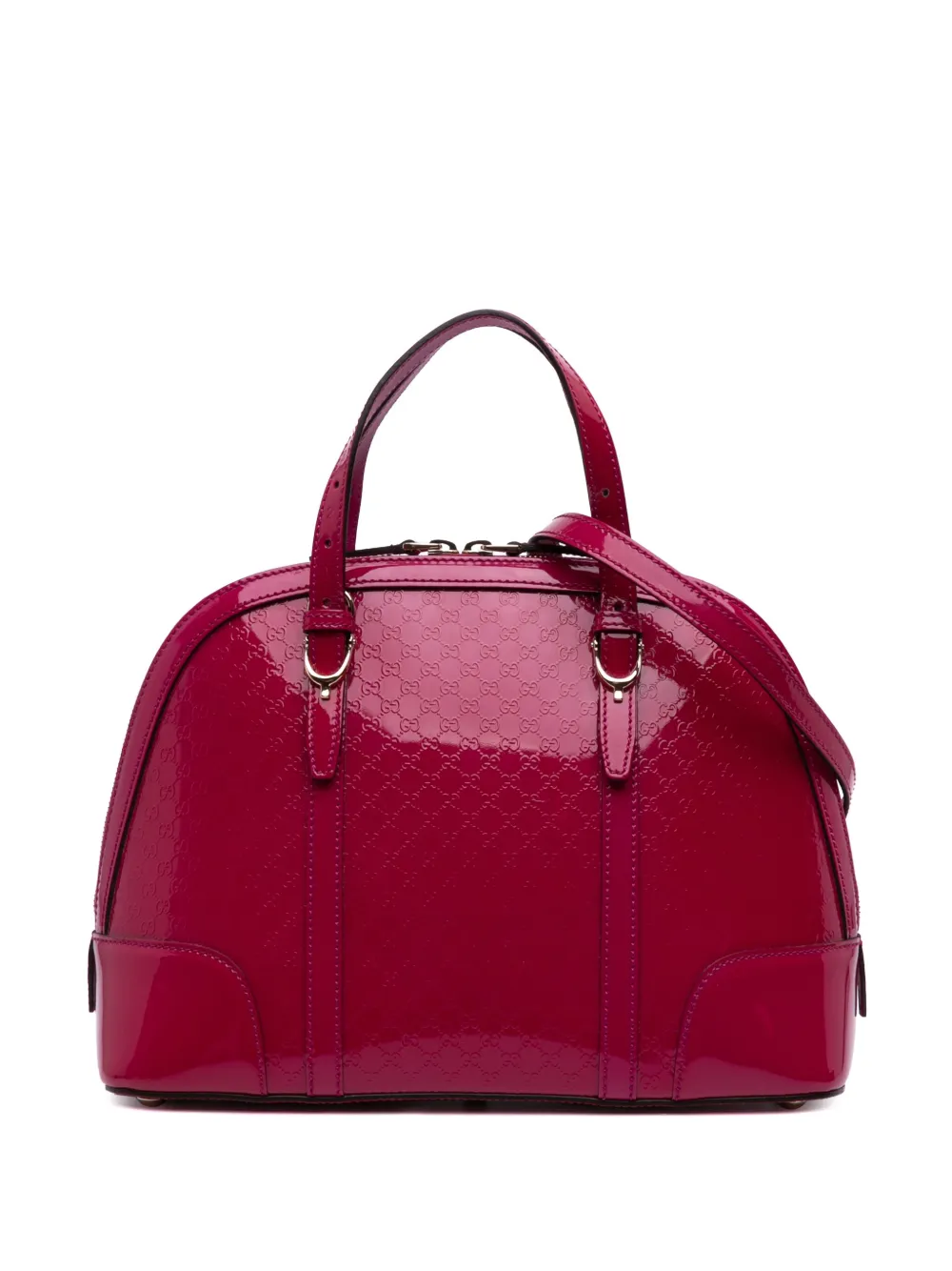 Pre-owned Gucci 2016-2025 Medium Microssima Patent Nice Dome Satchel In Pink