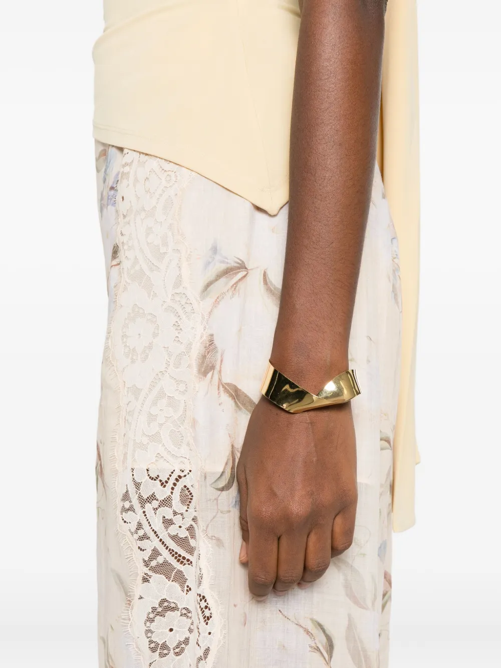 Zimmermann Floral-print Lace-insert Trousers In Neutral