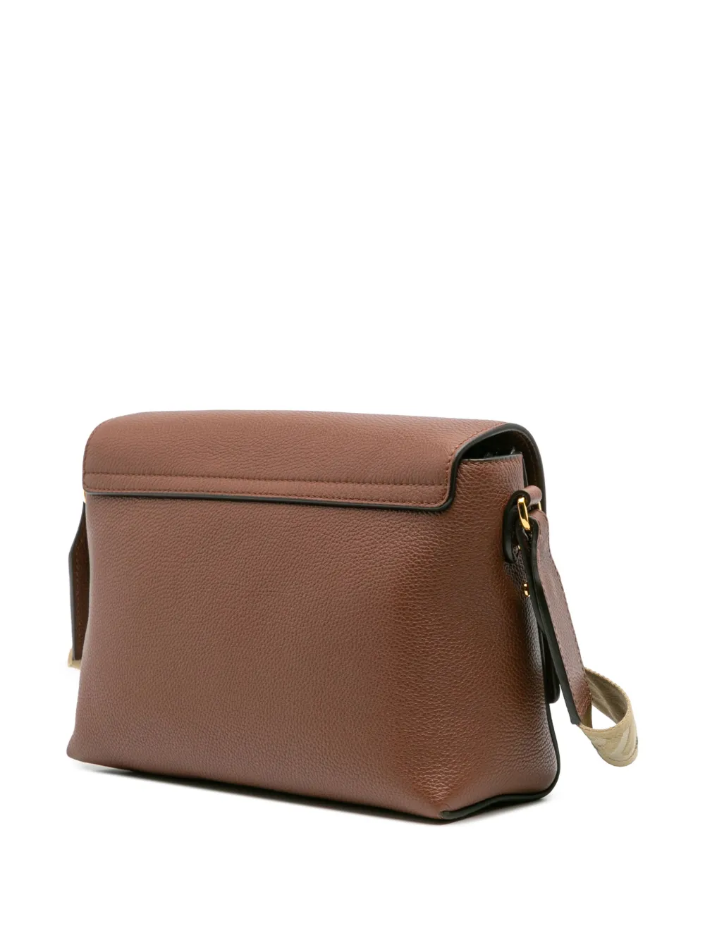 Pre-owned Burberry 2000-2025 Leather And House Check Canvas Note Crossbody Bag In Brown