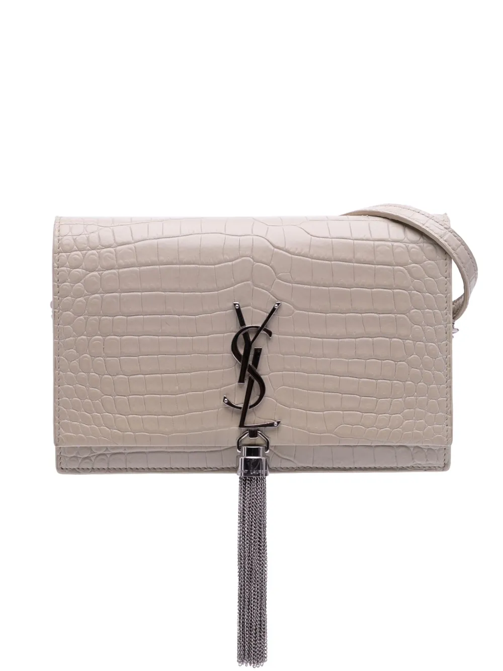 Saint Laurent Pre-Owned 2019 Croc Embossed Leather Monogram Kate Saint Laurent Pre-Owned 2019 Croc Embossed Leather Monogram Kate