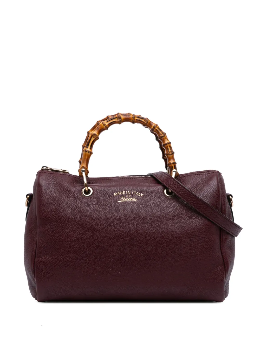 Gucci Pre-Owned 2016-2025 Medium Calfskin Bamboo Shopper Boston Bag Gucci Pre-Owned 2016-2025 Medium Calfskin Bamboo Shopper Boston Bag