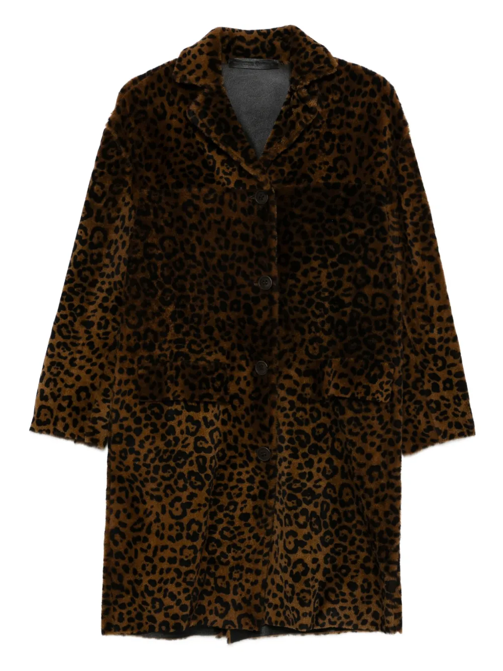 Salvatore Santoro leopard-print buttoned coat | Brown | Image 1