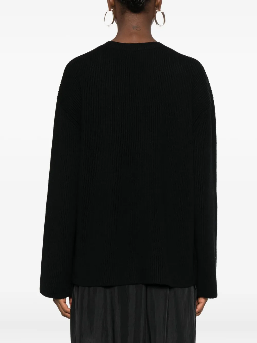 6397 Ribbed V-neck Jumper In Black