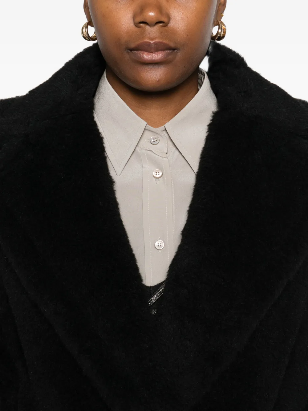 Max Mara Button-fastening Jacket In Black