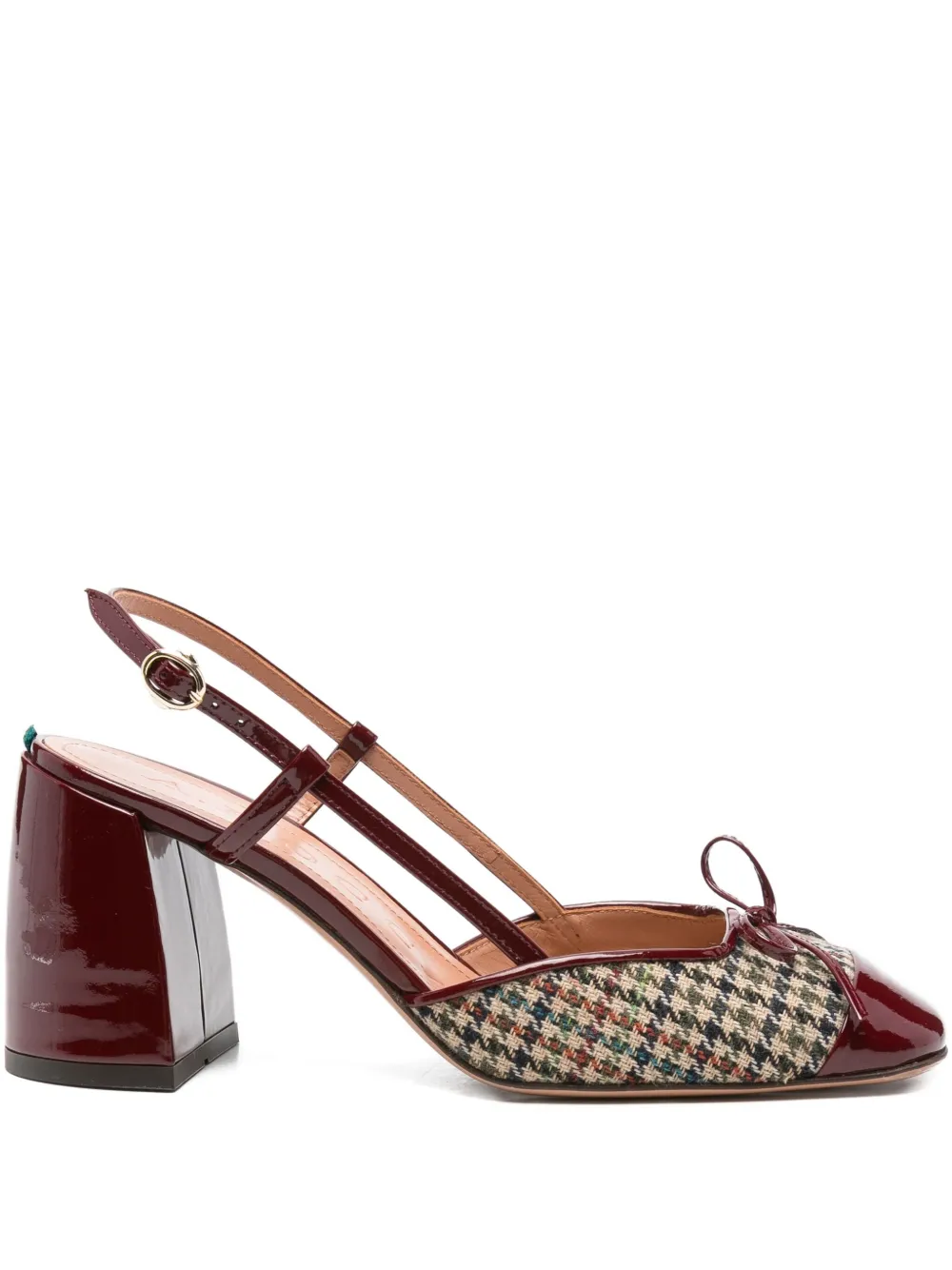 A.Bocca houndstooth-bow pumps Brown