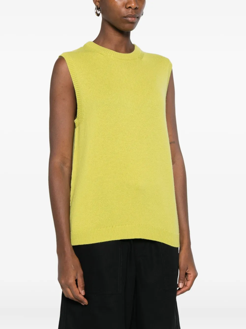 6397 Sleeveless Wool-cashmere Top In Yellow