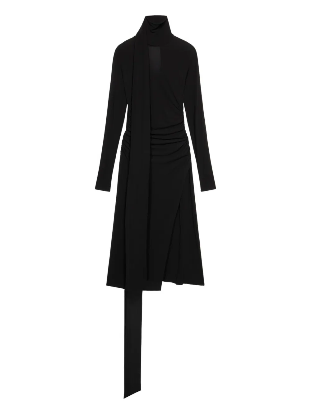 Blumarine high-neck draped midi dress - ブラック Blumarine high-neck draped midi dress - ブラック