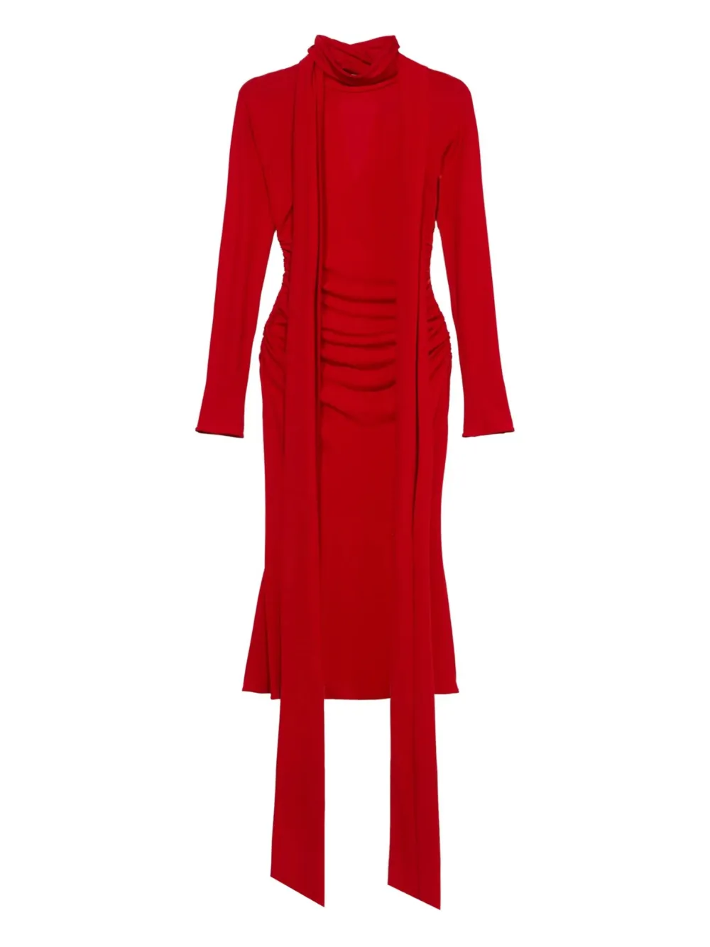 Blumarine vestido midi drapeado con cuello alto | rojo | Image 1
