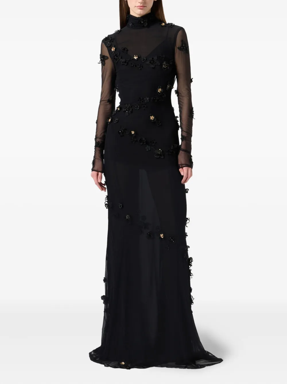 Blumarine Maxi-jurk met bloemenprint - Zwart