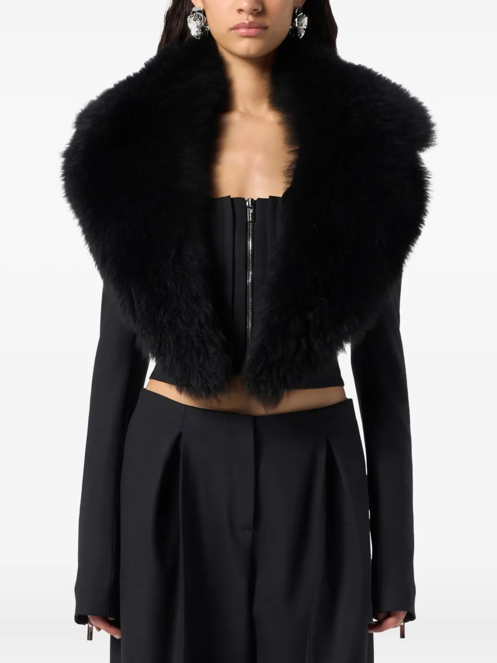 Blumarine Long-sleeved Casual Jacket In Black