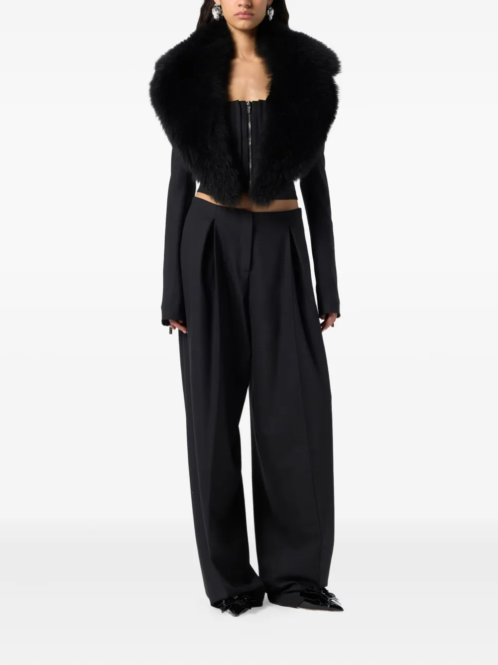 Blumarine Long-sleeved Casual Jacket In Black