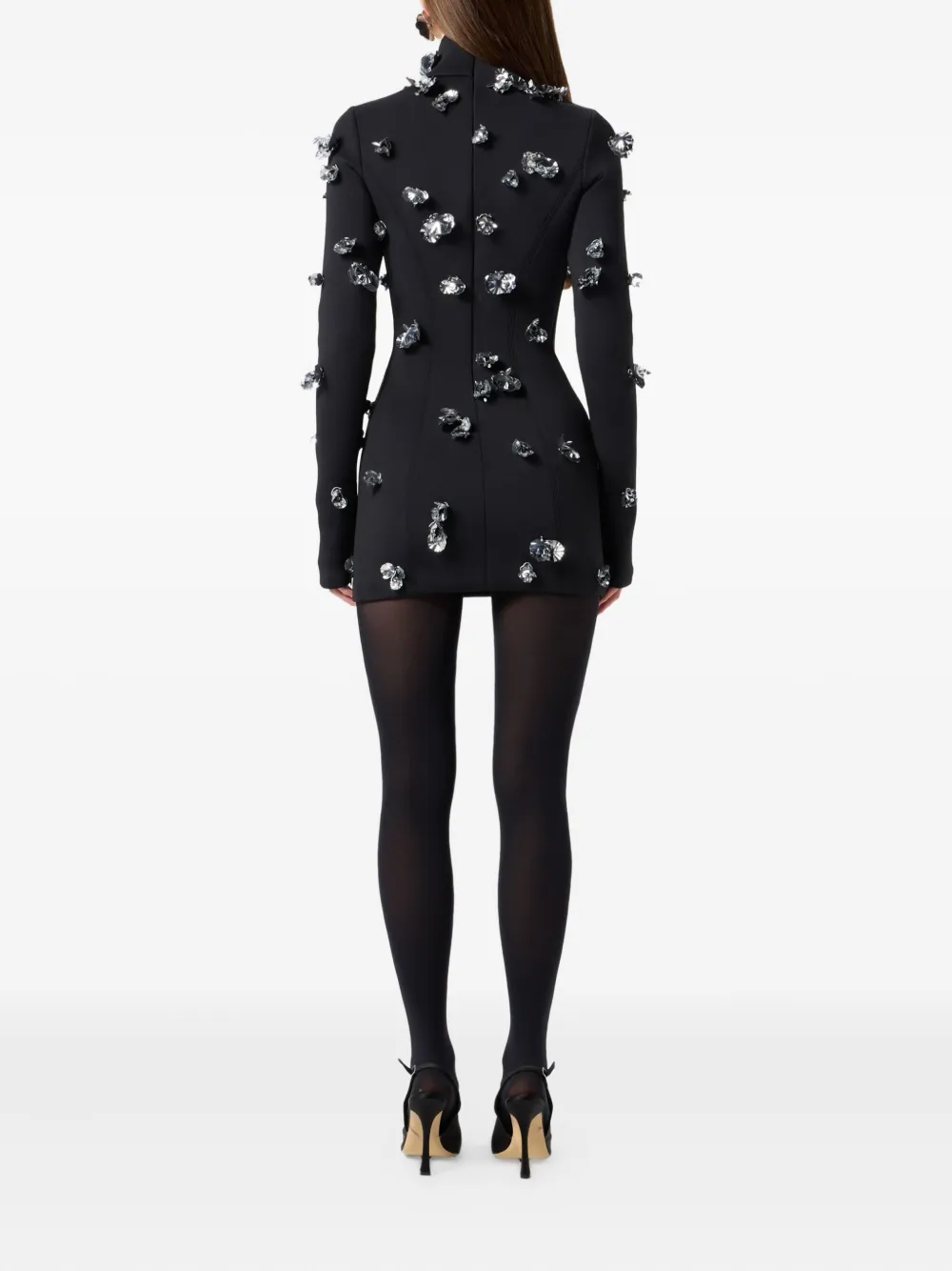 Blumarine Mini-jurk verfraaid met bloemen Zwart