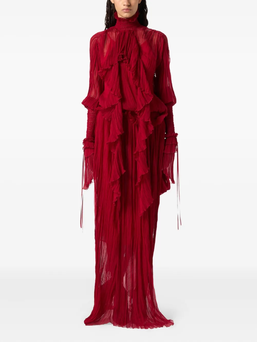 Blumarine Ruffled Maxi Dress In Red