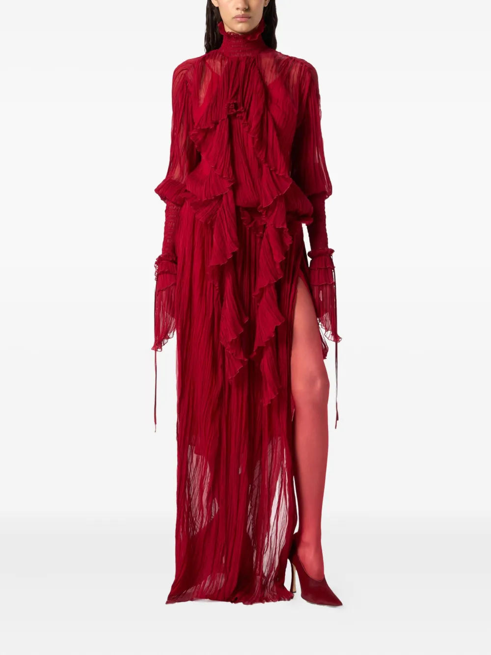 Blumarine Maxi-jurk met ruches - Rood