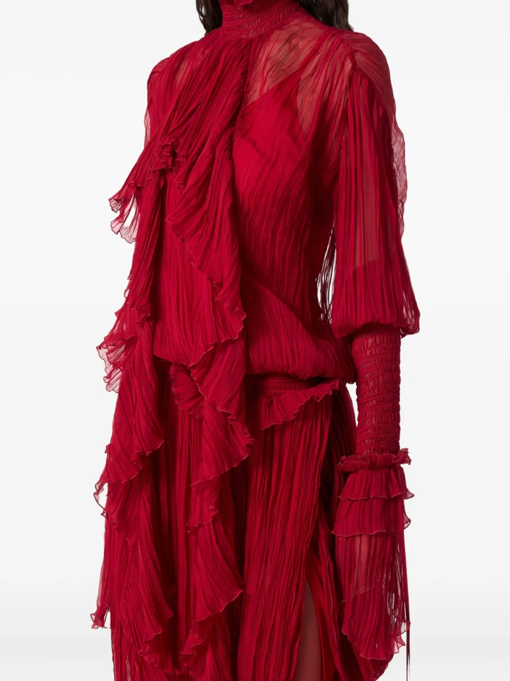 Blumarine Ruffled Maxi Dress In Red