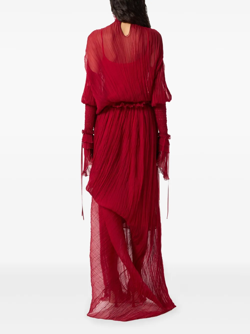 Blumarine Ruffled Maxi Dress In Red