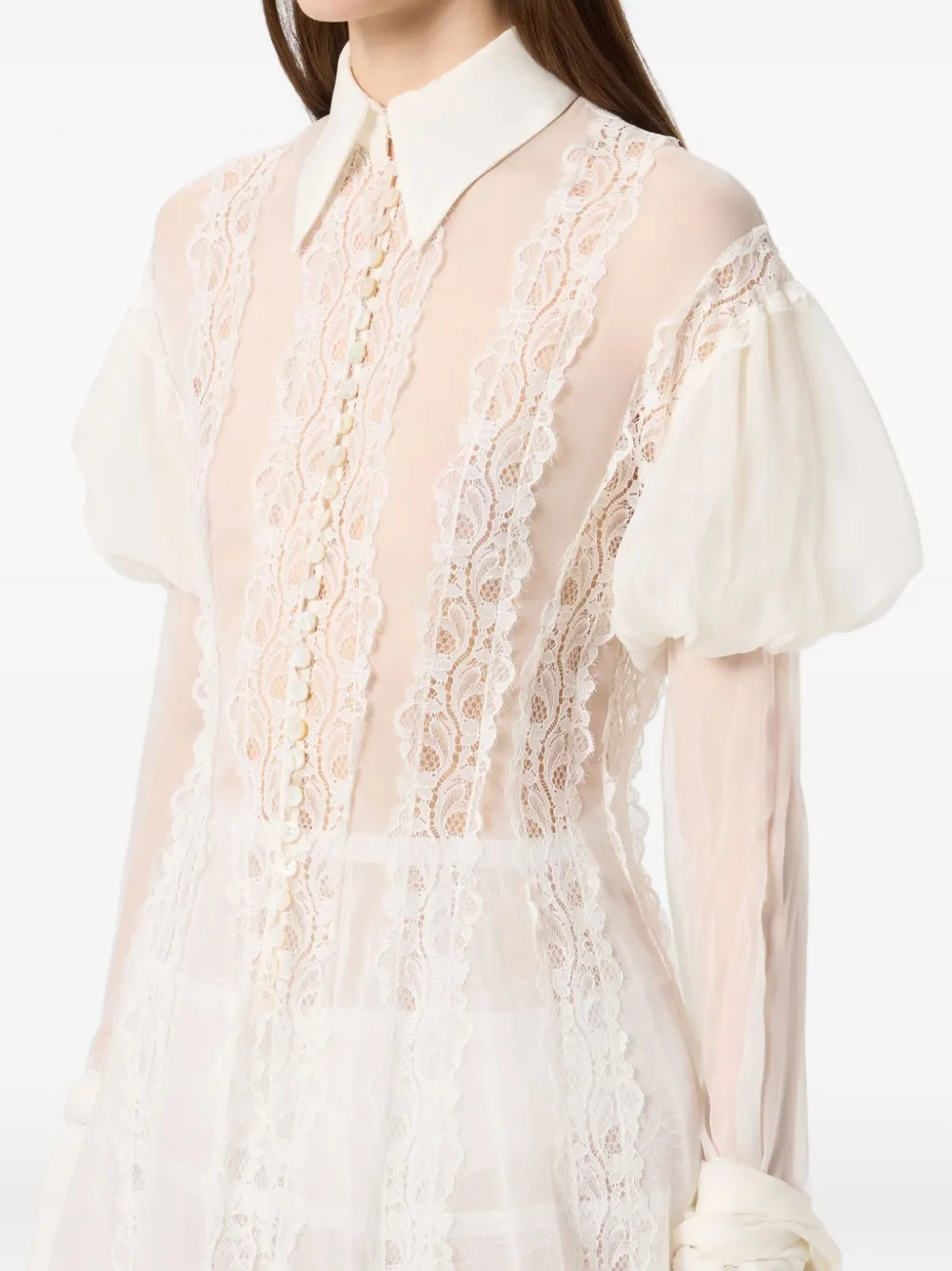 Blumarine Puff-sleeve Maxi Dress In Neutral