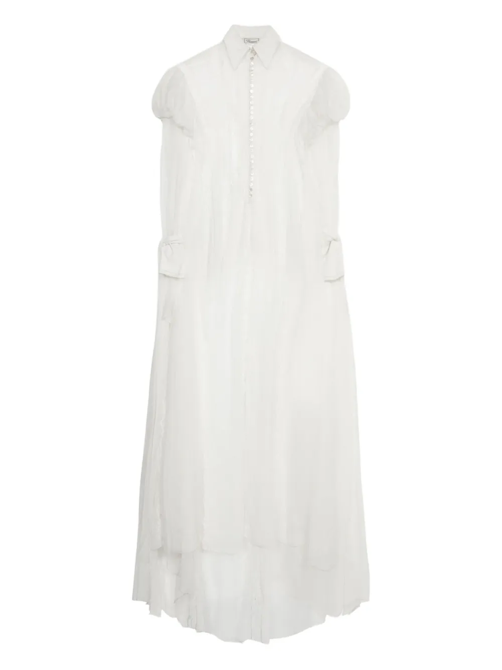 Blumarine Puff-sleeve Maxi Dress In Neutral