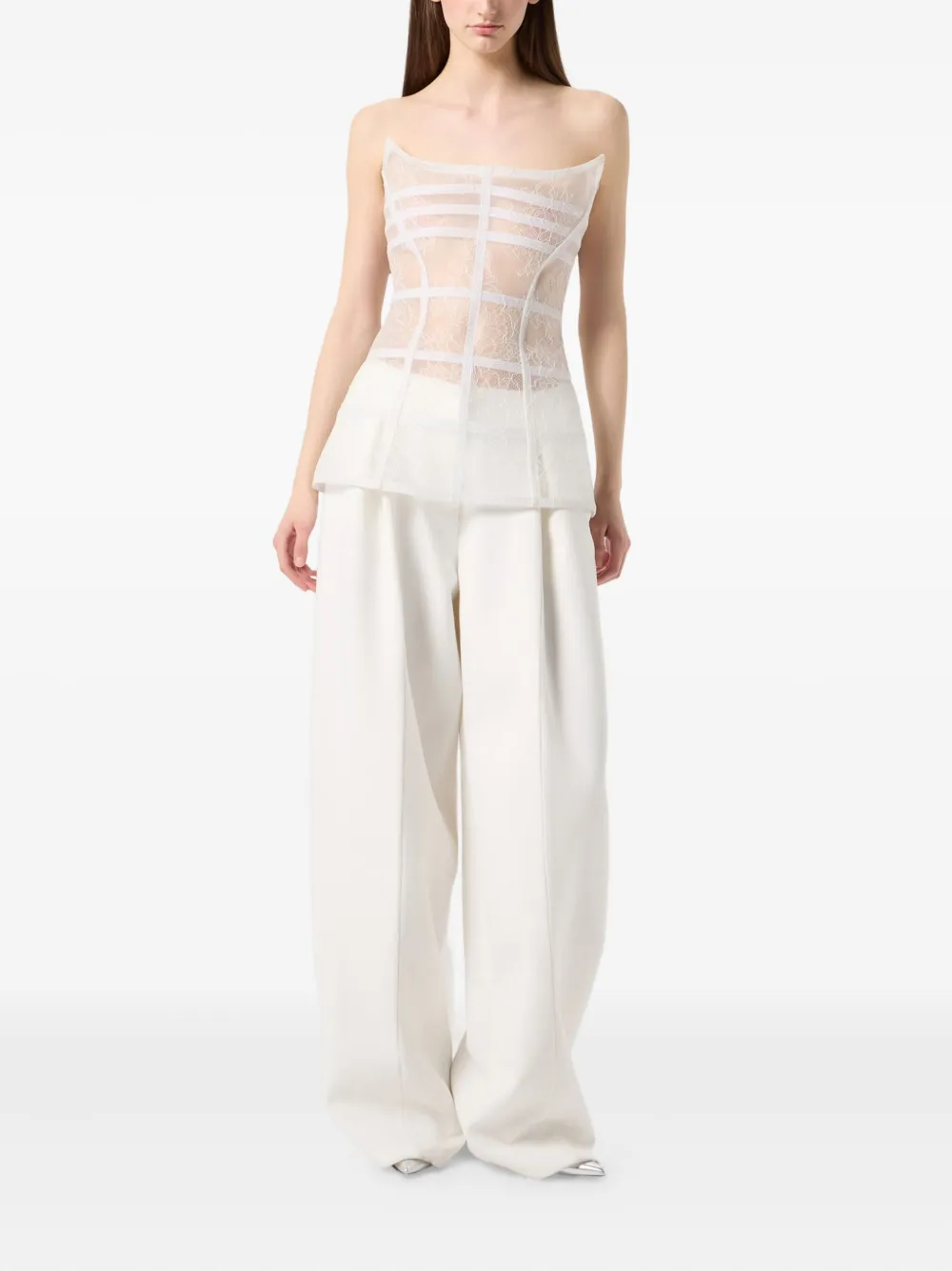 Blumarine Strapless top met hals - Wit