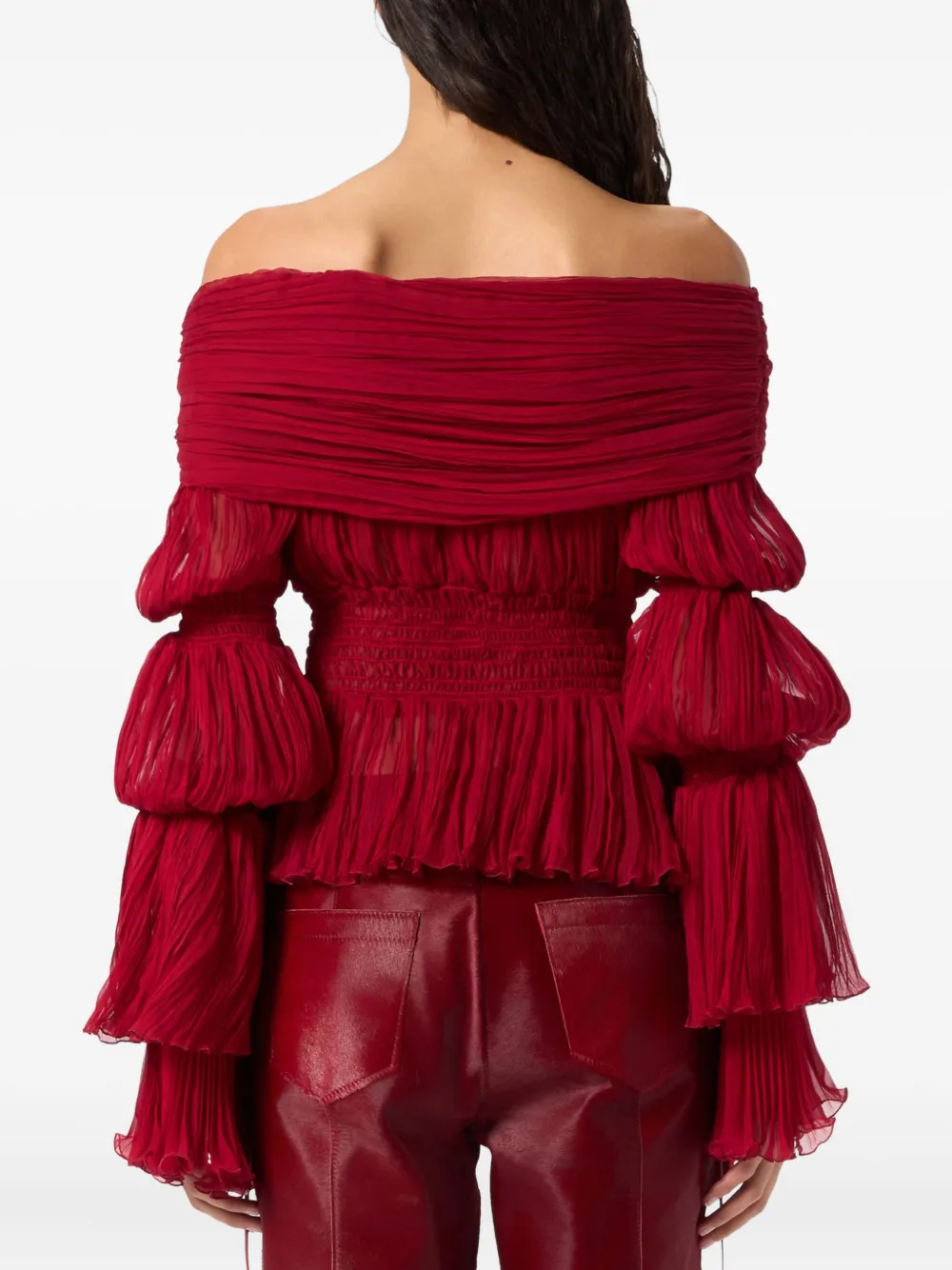 Blumarine Pleated Top In Red