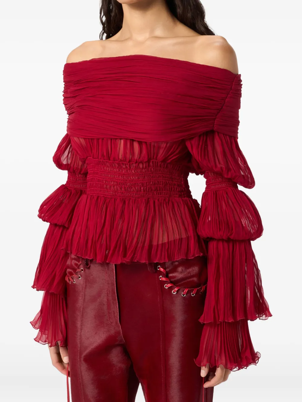 Blumarine Pleated Top In Red